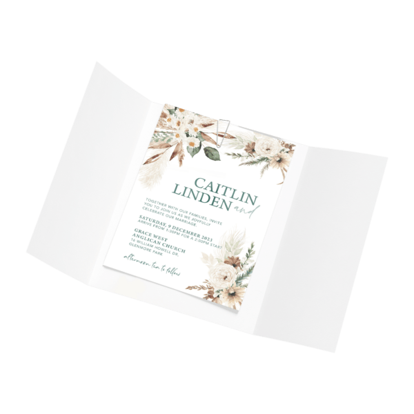 Elegant floral wedding invitation card for Caitlin and Linden