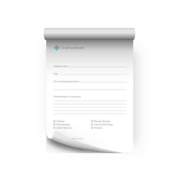 OnePoint Health patient referral pad stack