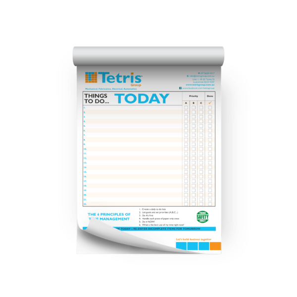 Tetris Group daily to-do list notepad